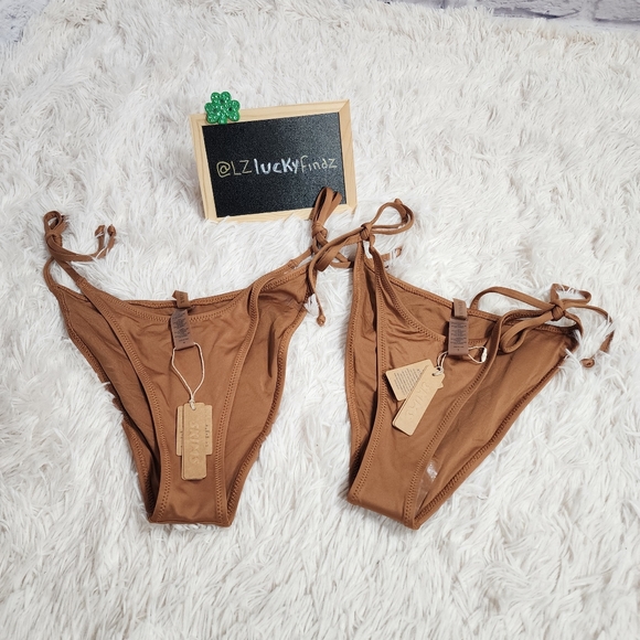 SKIMS SWIM DIPPED TIE BOTTOMS/ NWT/ALMOND/S, M - Picture 15 of 17